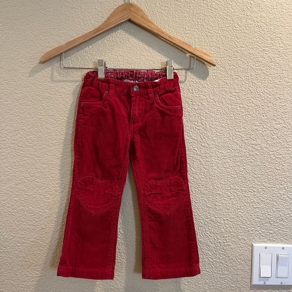 H&M Red Kids Corduroy Pants with Heart Details